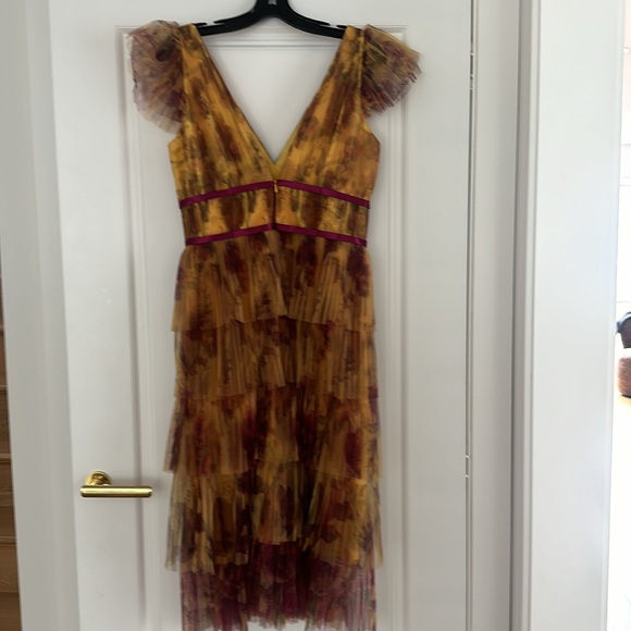 MARCHESA NOTTE MIDI DRESS TIERED SZ 8 - Picture 6 of 10
